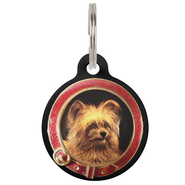ミニチュアビクトリアンドッグポートレートスカイテリア ペット　ネームタグ (正面)