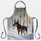 ミニチュアピンシャーで雪のクリスマスを過ごす エプロン (正面)