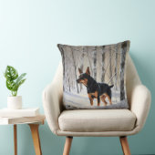 ミニチュアピンシャーで雪のクリスマスを過ごす クッション (椅子)