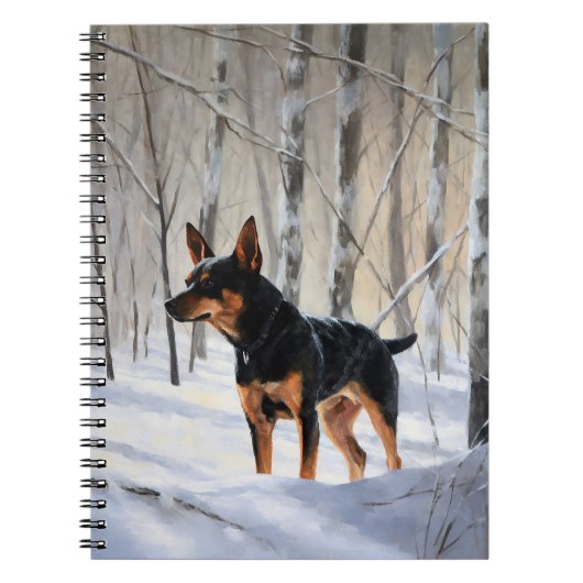 ミニチュアピンシャーで雪のクリスマスを過ごす ノートブック (正面)