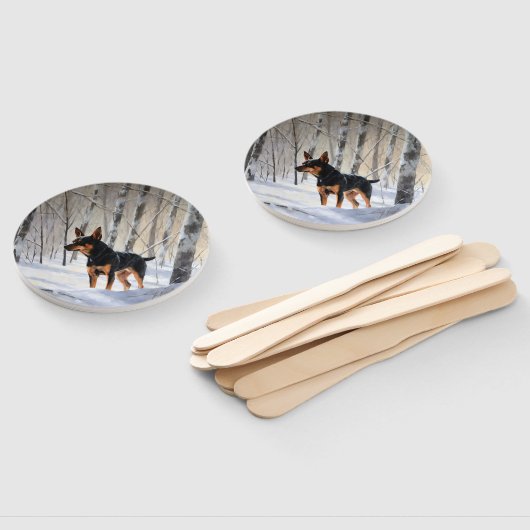 ミニチュアピンシャーで雪のクリスマスを過ごす ハンドファン (組立なし)