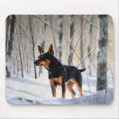 ミニチュアピンシャーで雪のクリスマスを過ごす マウスパッド (正面)