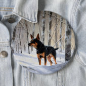 ミニチュアピンシャーで雪のクリスマスを過ごす 缶バッジ (インサイチュ)