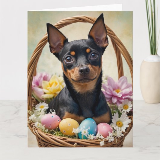 ミニチュアピンシャーイースターエッグ カード (正面)