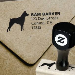 ミニチュアピンシャーシルエット差出人住所 ラバースタンプ