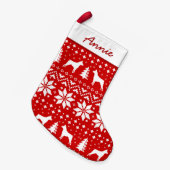 ミニチュアピンシャーシルエット柄かわいいミニピン スモールクリスマスストッキング (正面 (吊り時))