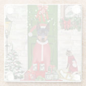 ミニチュアピンシャードッグクリスマス ガラスコースター (裏面)