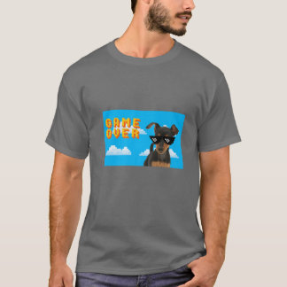ミニチュアピンシャー上の8ビットゲーム Tシャツ