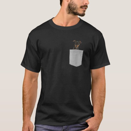 ミニチュアピンシャー犬のポケットTシャツ Tシャツ (正面)