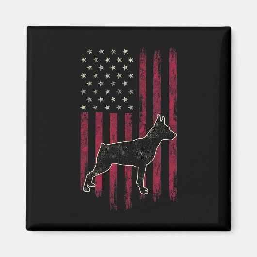 ミニチュアピンシャー犬愛好家 アメリカ国旗 4th Of マグネット (正面)