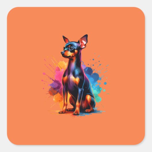 ミニチュアピンシャー犬 スクエアシール (正面)