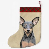 ミニチュアピンシャー絵画のかわいいオリジナルドッグアート スモールクリスマスストッキング (裏面)