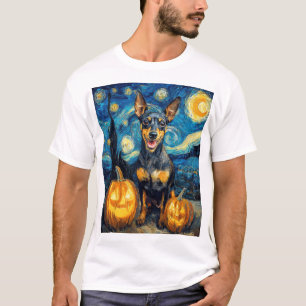 ミニチュアピンシャー かわいい犬 ハロウィン ジャックオーランタン Tシャツ