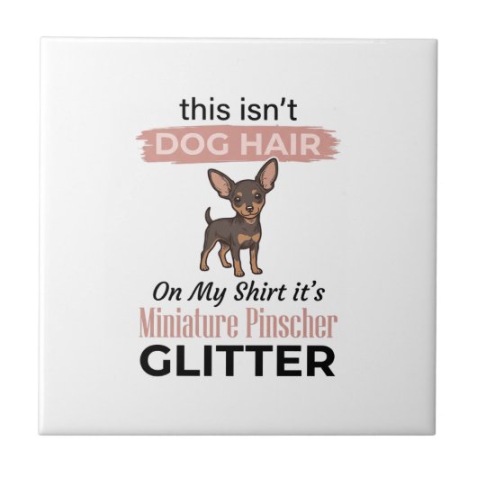 ミニチュアピンシャー グリッター 楽しい犬Tシャツ デザイン タイル (正面)