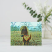 ミニチュアブラウンホースバレンタインハート シーズンポストカード (スタンド正面)