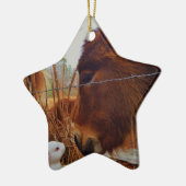 ミニチュアブラウンホース&イースターバニー セラミックオーナメント (左)