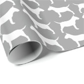 ミニチュアブルテリアはパターンのシルエットを描きます ラッピングペーパー (ロールコーナー)