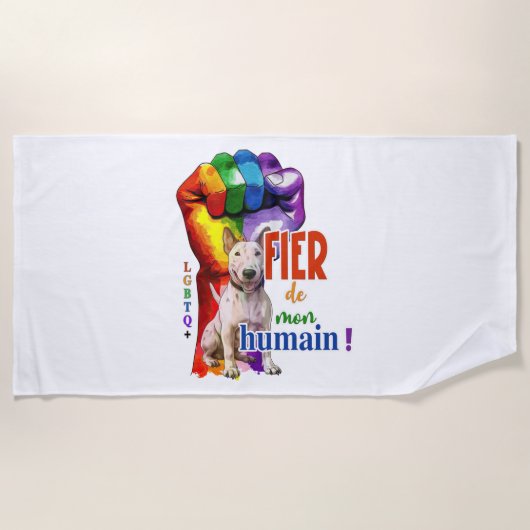ミニチュアブルテリア犬 ビーチタオル (正面)