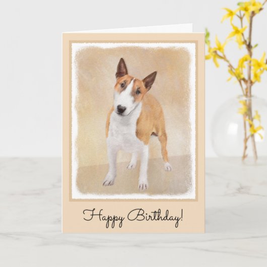 ミニチュアブルテリ絵画アーズ-かわいいオリジナルド カード (黄色い花)