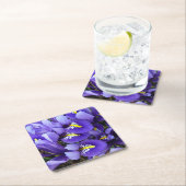 ミニチュアブルーアイリス春フローラ スクエアペーパーコースター (インサイチュ)