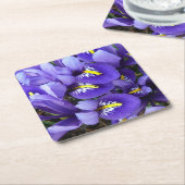 ミニチュアブルーアイリス春フローラ スクエアペーパーコースター (アングル)
