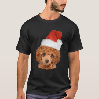 ミニチュアプードルサンタハット愛犬家for Christma Tシャツ