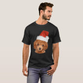ミニチュアプードルサンタハット愛犬家for Christma Tシャツ (正面フル)