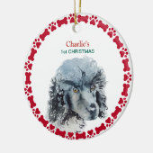 ミニチュアプードルパーソナライズされたウォーターカラークリスマス セラミックオーナメント (左)