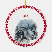 ミニチュアプードルパーソナライズされたウォーターカラークリスマス セラミックオーナメント (裏面)