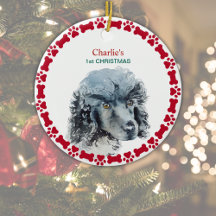 ミニチュアプードルパーソナライズされたウォーターカラークリスマス