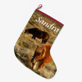 ミニチュアホースのポニーをパーソナライズ ラージクリスマスストッキング (正面 (吊り時))