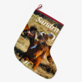 ミニチュアホースのポニーをパーソナライズ ラージクリスマスストッキング (正面 (吊り時))