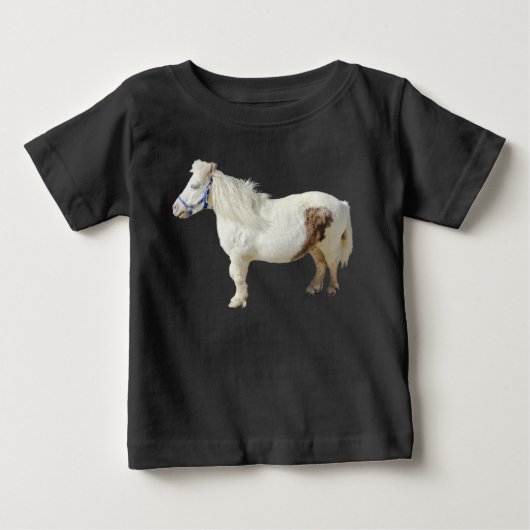 ミニチュアポニー 白馬 小動物 ベビーTシャツ (正面)