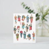 ミニチュア兵士軍隊メンズ紙の切り抜き ポストカード (スタンド正面)