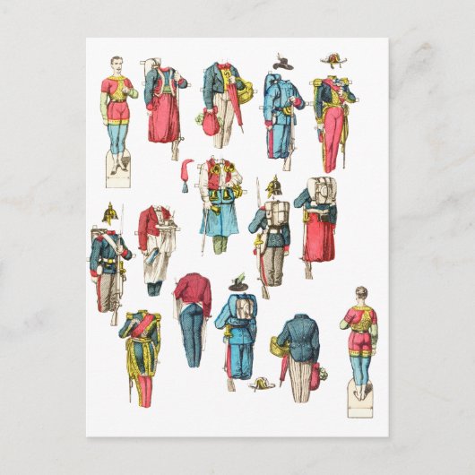 ミニチュア兵士軍隊メンズ紙の切り抜き ポストカード (正面)