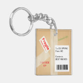 ミニチュア出荷ボックスお洒落カスタム文字 キーホルダー (正面左)