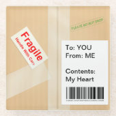 ミニチュア出荷箱かわいいカスタム文字 ガラスコースター (正面)