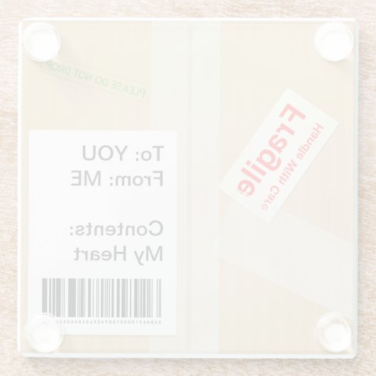 ミニチュア出荷箱かわいいカスタム文字 ガラスコースター (裏面)