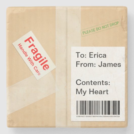 ミニチュア出荷箱かわいいカスタム文字 ストーンコースター (正面)