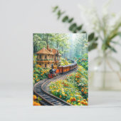 ミニチュア列車が春の丘を巻く シーズンポストカード (スタンド正面)