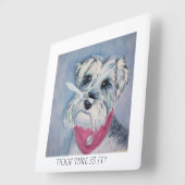 ミニチュア灰色のシュナウツァー スクエア壁時計 (傾斜)