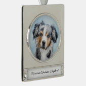 ミニチュア絵画アメリカンシェパード – Dog Art Sil シルバープレートバナーオーナメント (右)