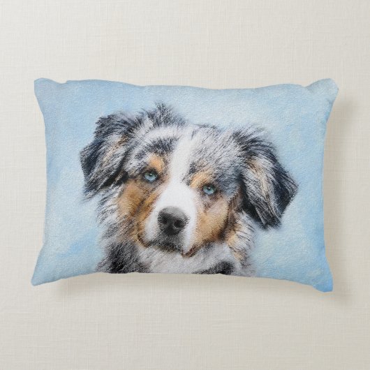 ミニチュア絵画アメリカン・シェパード – Dog Art アクセントクッション (裏面)
