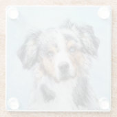 ミニチュア絵画アメリカン・シェパード – Dog Art ガラスコースター (裏面)