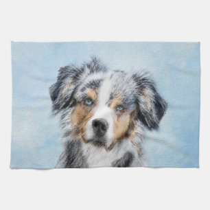 ミニチュア絵画アメリカン・シェパード – Dog Art キッチンタオル