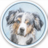 ミニチュア絵画アメリカン・シェパード – Dog Art シール (正面)
