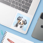 ミニチュア絵画アメリカン・シェパード – Dog Art シール (ノートパソコンとiPhone)
