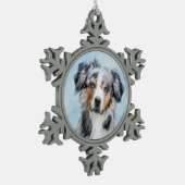 ミニチュア絵画アメリカン・シェパード – Dog Art スノーフレークピューターオーナメント (左)