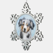 ミニチュア絵画アメリカン・シェパード – Dog Art スノーフレークピューターオーナメント (右)