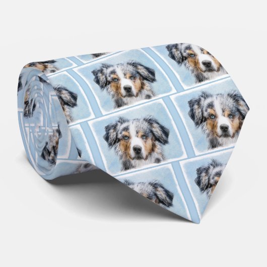 ミニチュア絵画アメリカン・シェパード – Dog Art ネクタイ (ロール)